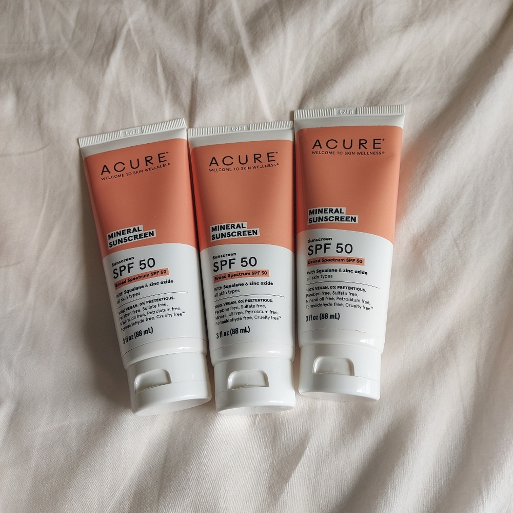 🌞🧡🌻 Acure Mineral Sunscreen SPF50 set of 3